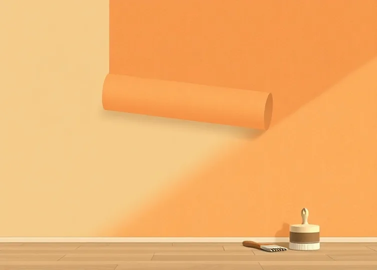 Pose de papier peint, rouleau et brosse à maroufler
